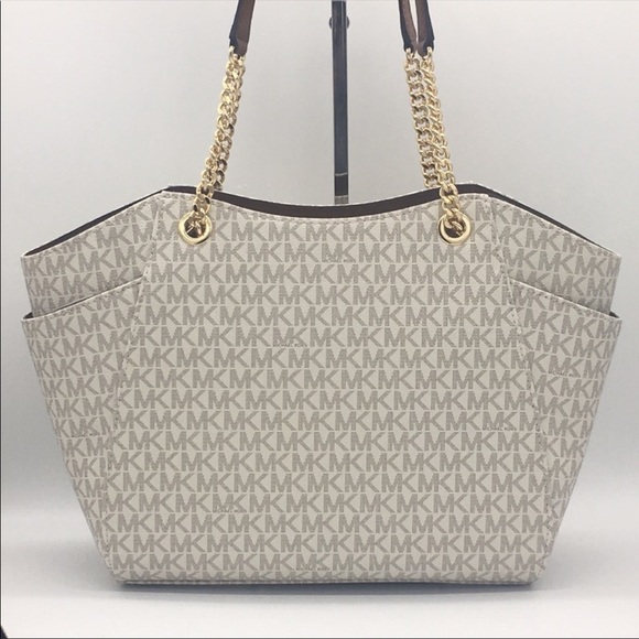MICHAEL KORS LG CHAIN SHOULDER TOTE VANILLA - Picture 2 of 16